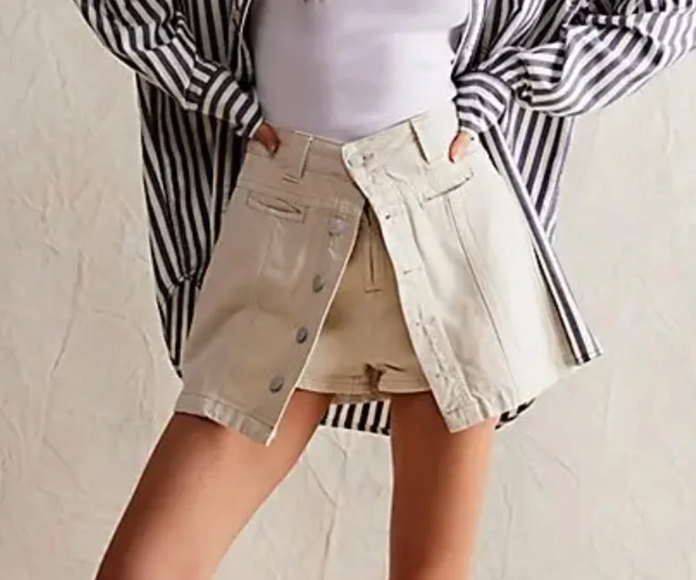NEW FREE PEOPLE WE THE FREE ECRU MIDNIGHT SUN SKORT MINI SKIRT SZ 32